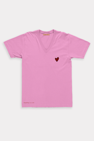 Pink Women's cut tshirt inspired from kids art cotton happiness Amman jordan 