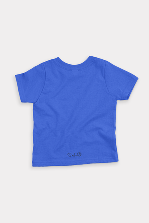 blue Kids tshirt inspired from kids art cotton happiness Amman jordan 