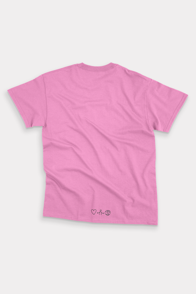 Pink Women's cut tshirt inspired from kids art cotton happiness Amman jordan 