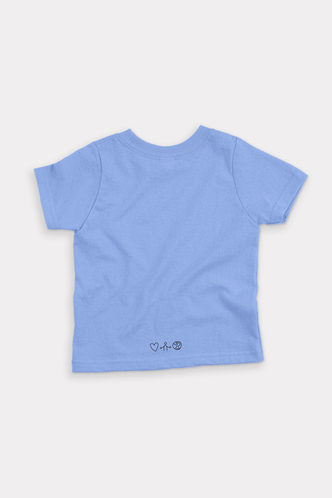 blue Kids tshirt inspired from kids art cotton happiness Amman jordan 