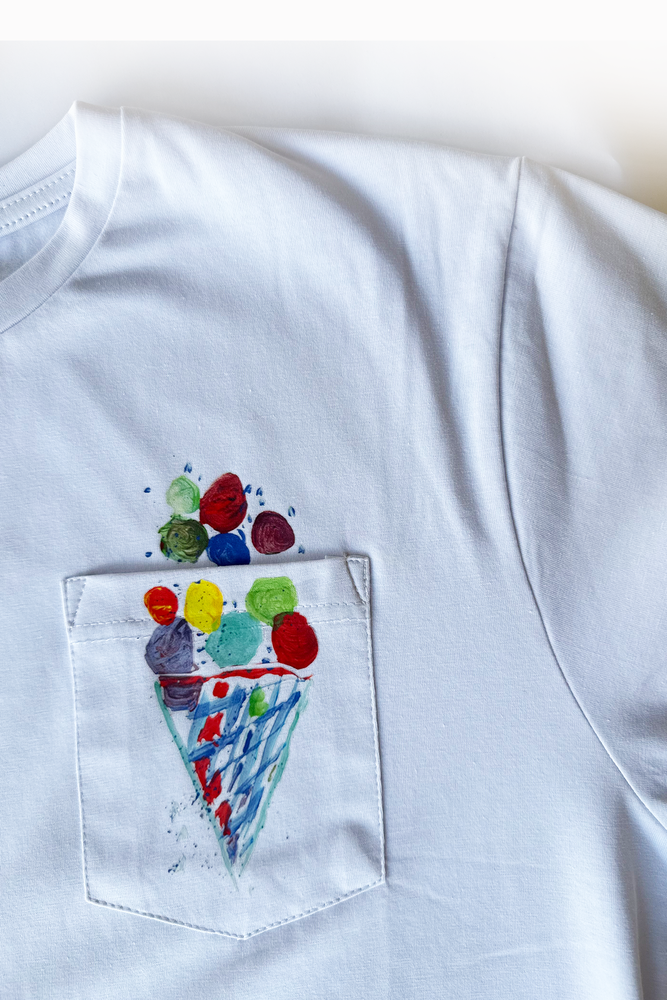 White unisex tshirt inspired from kids art cotton happiness Amman jordan plain white tee