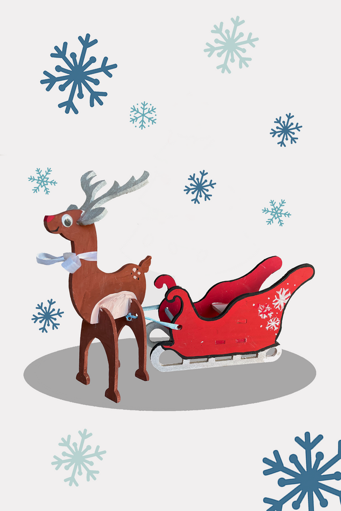 Reindeer With Sledge Christmas Arts & Crafts Box