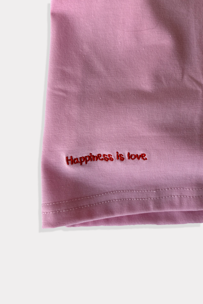 Pink Women's cut tshirt inspired from kids art cotton happiness Amman jordan 