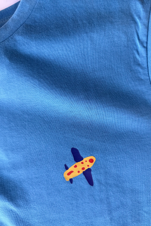 Blue unisex tshirt inspired from kids art cotton happiness Amman jordan 