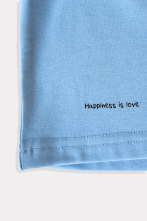 Blue unisex tshirt inspired from kids art cotton happiness Amman jordan 