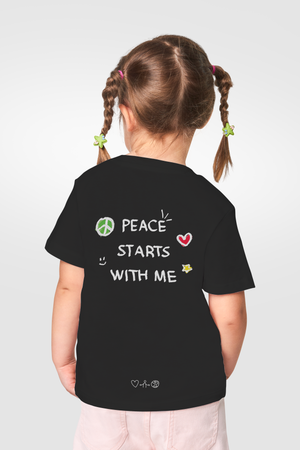unisex Kids black tshirt peace 
