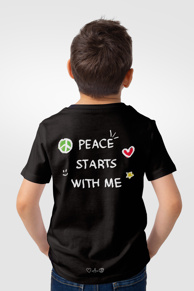 unisex Kids black tshirt peace 