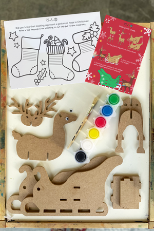 Reindeer With Sledge Christmas Arts & Crafts Box