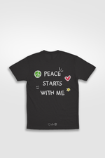 unisex Kids black tshirt peace 