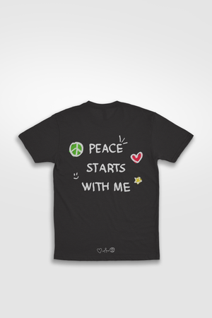 unisex Kids black tshirt peace 