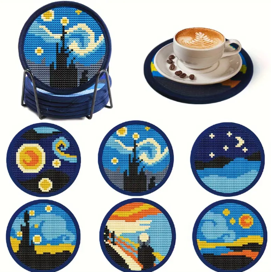 Van Gogh Cross Stitch Embroidery Coaster