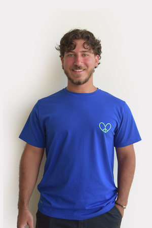 Blue unisex tshirt inspired from kids art cotton happiness Amman jordan 