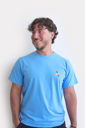 Blue unisex tshirt inspired from kids art cotton happiness Amman jordan 